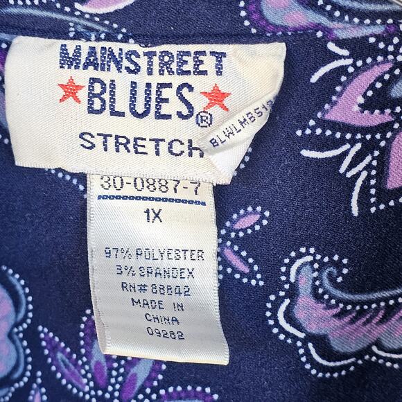 MS Blues Y2K Womens Plus 1X Floral Purple Button Up Shirt Suede Feel Fairy - Picture 3 of 4